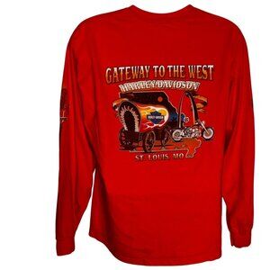 Harley-Davidson Orange Long Sleeve Graphic Shirt XL St. Louis MO Vintage